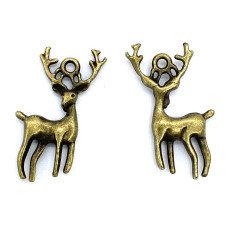 1 x Christmas Deer Charms Tibetan Bronze Colour Pendants Antique Jewelry DIY