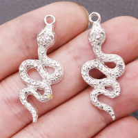Silver Colour Rhinostone Snake Metal Pendants DIY Charms Necklace Earring Jewelry Crafts women