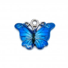1 x Blue Butterfly Charm Pendant for Necklace Earring Jewelry Making Craft