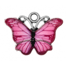 1 x Pink Butterfly Charm Pendant for Necklace Earring Jewelry Making Craft