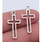 Antique Silver Colour Hollow Cross Charms Pendant for DIY Jewelry Making craft