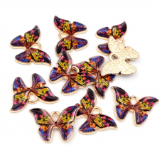 Multi Colour Butterfly Charms Pendant Enamel Metal Necklace DIY 21mm x 15mm