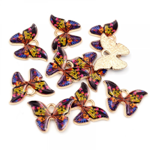 Multi Colour Butterfly Charms Pendant Enamel Metal Necklace DIY 21mm x 15mm