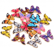 Enamel/Acrelyic multi-colour Butterfly Charms