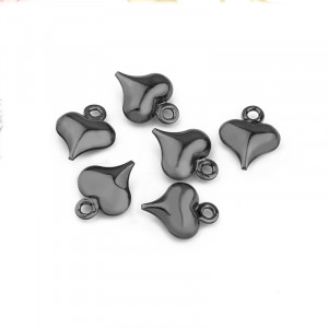 Black Colour 8mm x 10mm DIY Jewellery making Accessories Stainless steel Heart Pendant Charm 10 PK