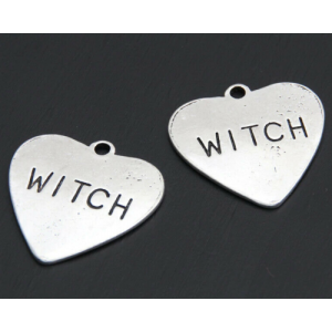 Heart Shaped Witch Word Charms Making Halloween Decoration Pendant