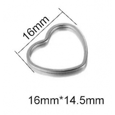 1xSilver Colour 16mm x 14.5mm Love Stainless Steel Small Hollow Heart Charms for Jewelry DIY Making