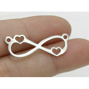 Silver Colour Stainless Steel Love Infinite Hollow Bracelet Connectors Necklace Charms DIY