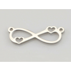 Silver Colour Stainless Steel Love Infinite Hollow Bracelet Connectors Necklace Charms DIY