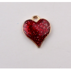 Red Colour Oil Drop Shiny Heart Enamel Charms Pendant for handmaking Necklaces Bracelet