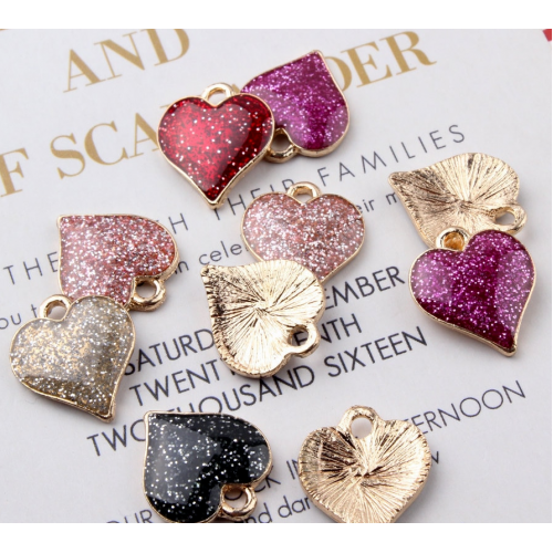 Rose Red Colour Oil Drop Shiny Heart Enamel Charms Pendant for handmaking Necklaces Bracelet