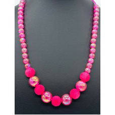  Pink colour New fashion Fancy Beaded Chain Jewellery Necklace women Girls 